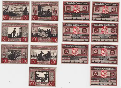 7 Banknoten Notgeld Stadt Stendal in der Altmark 1921 (133081)
