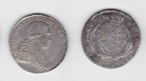2/3 Taler Silber Münze Sachsen 1800 IEC (129892)