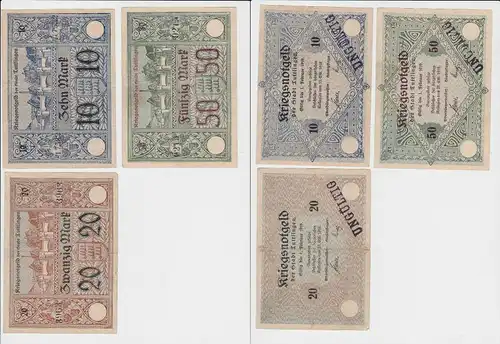 10, 20 & 50 Mark Banknoten Notgeld Stadt Tuttlingen 23.Oktober 1918 (133069)