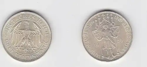 Silber Münze 3 Mark 1000 Jahre Stadt Meißen 1929 E (132715)