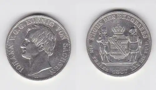1 Taler Silber Münze Ausbeute Segen des Bergbaues Sachsen 1867 B (129554)