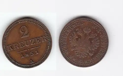 2 Kreuzer Kupfer Münze Österreich-Ungarn 1851 A (129995)