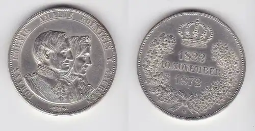 1 Doppeltaler Silbermünze Sachsen goldene Hochzeit 1872 (129161)