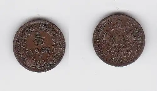 5/10 Kreuzer Kupfer Münze Österreich Franz Joseph 1860 V (130604)