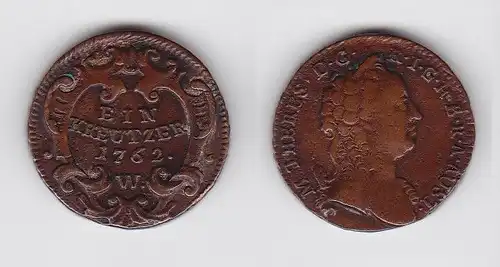 1 Kreuzer Bronze Münze RDR Habsburg Österreich Maria Theresia 1762 W (130391)