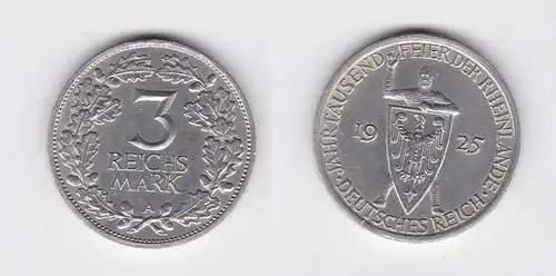 3 Mark Silber Münze Jahrtausendfeier der Rheinlande 1925 A Jäger 321 (131489)
