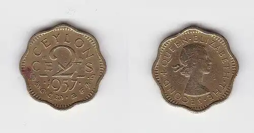 2 Cent Messing Münze Ceylon Sri Lanka 1957 (130542)