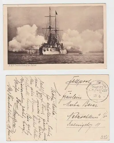 85944 AK S.M.S. Deutschland im Salut - Marine Schiffspost No. 90? - 1915