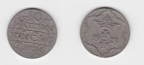 10 Pfennig Kupfer Nickel Münze Danzig 1923 Jäger D 5 (130133)