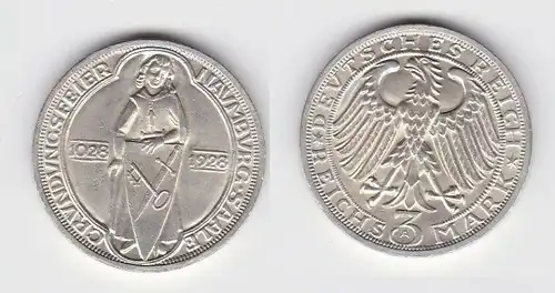 Silbermuenze 3 Mark Gruendungsfeier Naumburg 1928 A (131499)