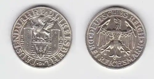 3 Mark Silber Münze 1000 Jahre Dinkelsbühl 1928 f.Stgl. (131503)