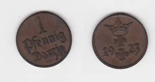 1 Pfennig Kupfer Münze Freie Stadt Danzig 1923 (130094)