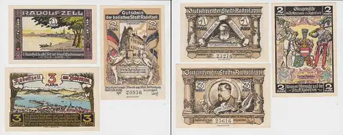 1, 2 & 5 Mark Banknoten Notgeld Stadt Radolfzell 1921 (132243)