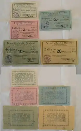 5 Banknoten Notgeld Porzellanfabrik Neuhaus Kreis Sonneberg 1918 (132981)