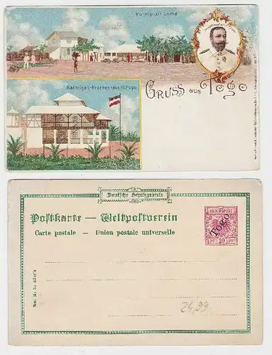 72537 Ganzsachen Ak Lithographie Gruß aus Togo, Lome, Klein Popo um 1900