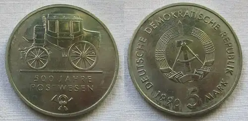 DDR Gedenk Münze 5 Mark 500 Jahre Postwesen 1990 (118727)