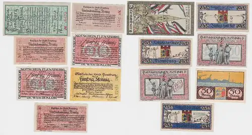 7 Banknoten Notgeld Stadt Flensburg um 1920 (122122)