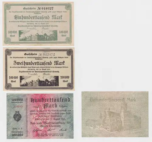 3 Banknoten Stadt und Amtshauptmannschaft Chemnitz 1923 (120795)
