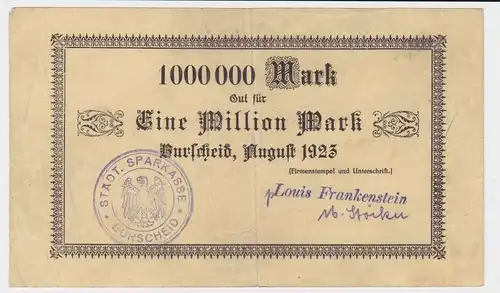 1 Million Mark Banknote Burscheid Louis Frankenstein August 1923 (122293)