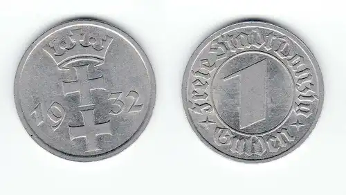 1 Gulden Silber Münze Freie Stadt Danzig 1932 (126948)