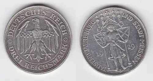 Silber Münze 3 Mark 1000 Jahre Stadt Meißen 1929 E (119647)