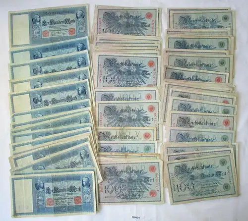 100 Banknoten Deutsches Reich je 100 Mark 1908-1910 (120034)