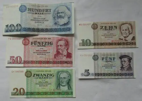 Satz DDR Banknoten 5 bis 100 Mark 1971/1975 teils kassenfrisch (113441)