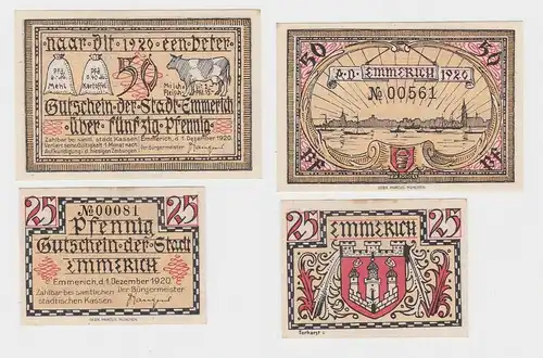 25 & 50 Pfennig Banknoten Notgeld Stadt Emmerich 1.12.1920 (116557)