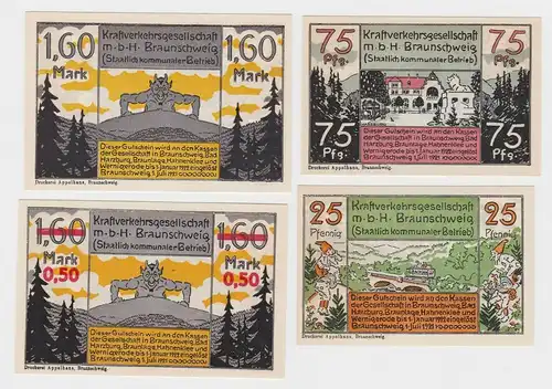 4 Banknoten Notgeld Kraftverkehrsgesellschaft mbH Braunschweig 1921 (114954)