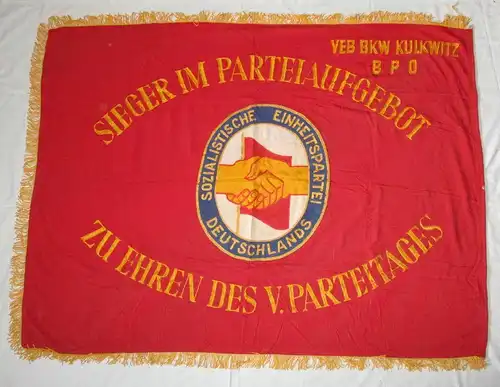 Original DDR SED Fahne Flagge Sieger im Parteiaufgebot V. Parteitag 1958 /125975