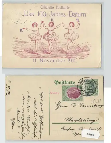 93166 Erotik AK "Das 100 Jahres-Datum" 11. November 1911 mit Wohlfahrtsmarke