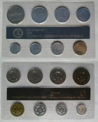 Kompletter DDR Kursmünzensatz (KMS) mit 5 Mark 1987 Stgl. in OVP (105983)