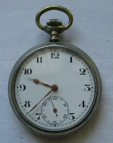 Schöne Nickel Herren Taschenuhr Marke Junghans 1938 (134407)