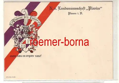 80544 Studentika Ak N.a. Landsmannschaft Plaviae Plauen i.V. um 1910