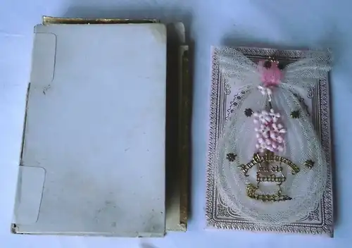 Wunderbarer Taufbrief mit altem Taufbildchen 1893 im Karton (119494)