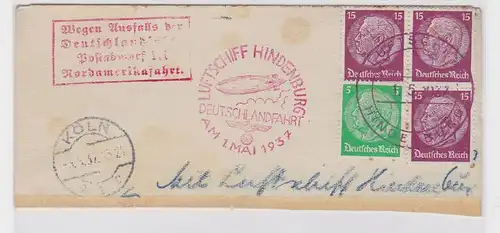 84616 Brief Deutschlandfahrt Luftschiff Hindenburg 1.Mai 1937