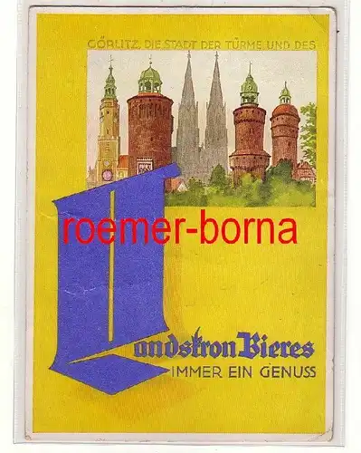 81214 Reklame Ak Görlitz Landskron Bier immer ein Genuss um 1930