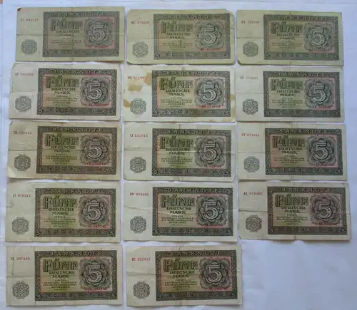14 x 5 Mark Banknoten DDR Deutsche Notenbank 1955 (112244)