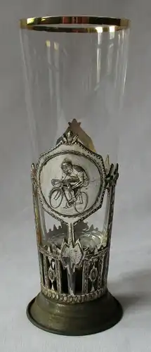 Altes Trinkglas / Pokal Radsportverein Radrennen um 1910 (130240)