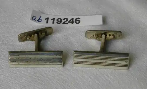 Hübsche Manschettenknöpfe 835er Silber mit Streifen um 1930 (119246)