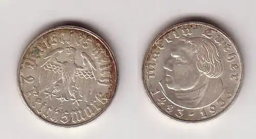 2 Mark Silber Münze Martin Luther 1933 E Jäger 352 (102285)