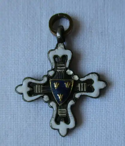 Seltenes emailliertes Kreuz Frankreich 3 Lilien Gold um 1900 Miniatur (124769)