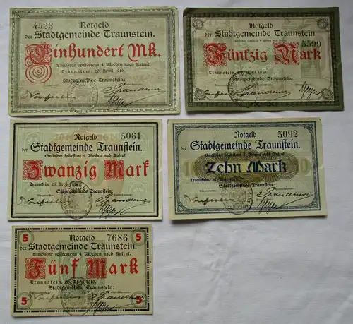 5 Banknoten Notgeld Stadtgemeinde Traunstein 20.04.1919 (124595)