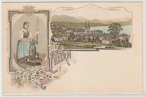 53574 Ak Lithographie Gruß aus Luzern in der Schweiz um 1900