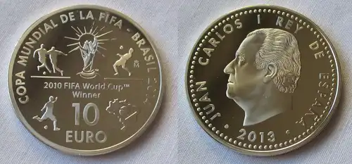 10 Euro Silber Münze Spanien 2013 Fussball WM Brasilien 2014 Fussballer (116624)