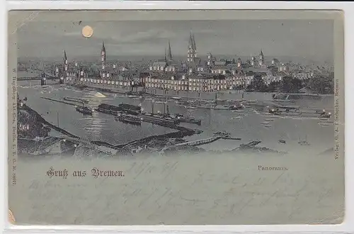 81769 Mondschein AK Gruß aus Bremen - Panorama 1899