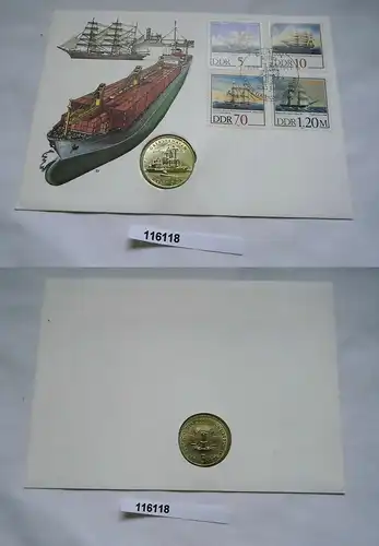 DDR Numisbrief mit 5 Mark Überseehafen Rostock 1988 (116118)