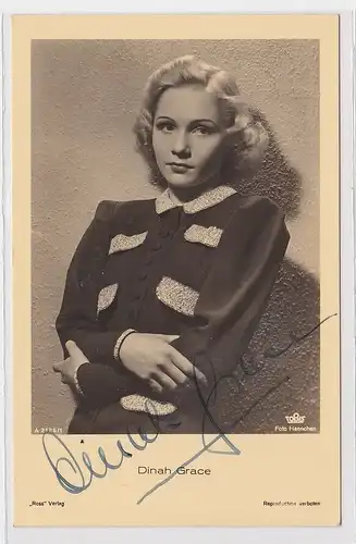 83894 Autograph Karte Deutsche Schauspielerin Dinah Grace um 1939