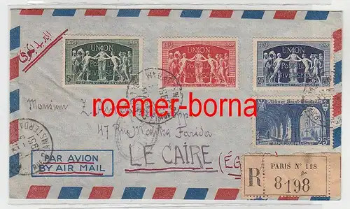 82427 seltener Einschreiben Brief von Frankreich nach Ägypten 1951