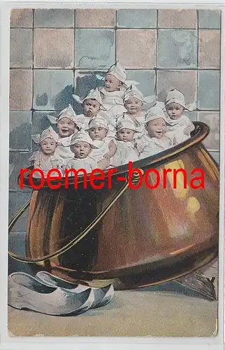 79664 Humor Ak 10 Babys in Kupferkessel 1898